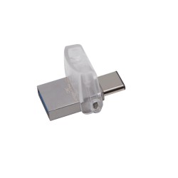 MEMORIE USB 3.0 | USB 3.0 Type-C KINGSTON 128 GB, profil mic | OTG, carcasa metalic &amp; plastic, alb / argintiu, "DTDUO3C/128G