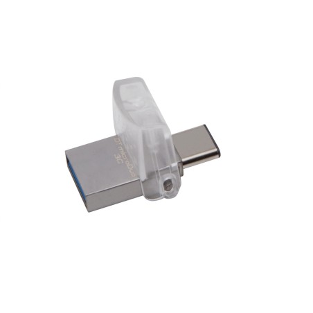 MEMORIE USB 3.0 | USB 3.0 Type-C KINGSTON 128 GB, profil mic | OTG, carcasa metalic &amp; plastic, alb / argintiu, "DTDUO3C/128G