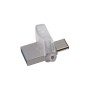 MEMORIE USB 3.0 | USB 3.0 Type-C KINGSTON 128 GB, profil mic | OTG, carcasa metalic &amp; plastic, alb / argintiu, "DTDUO3C/128G