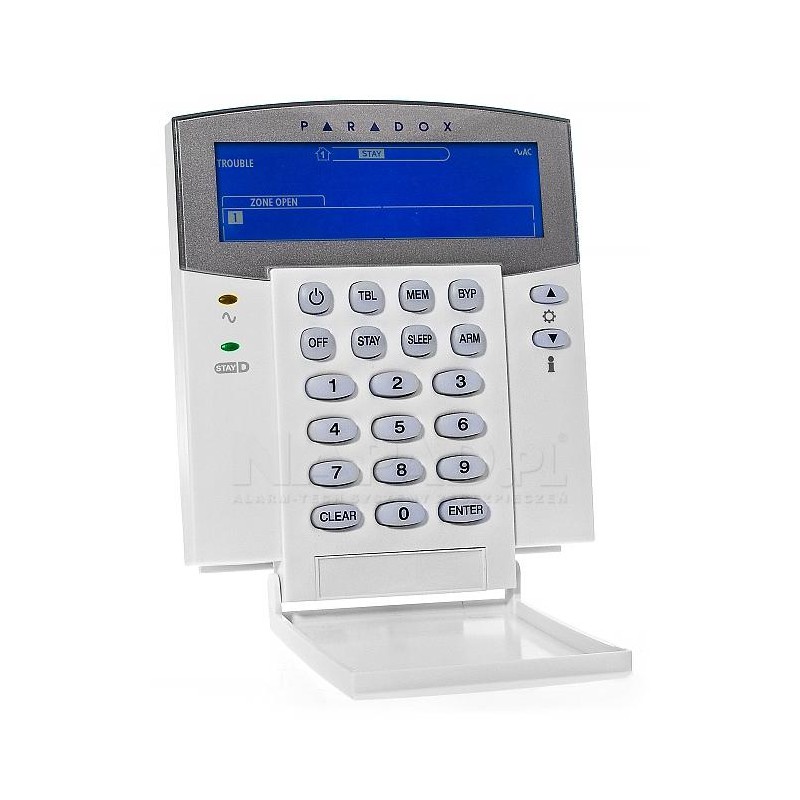 TASTATURA alarma Paradox,cu fir,32 de zone,2 partitii,taste rapide pentru afisare defecte,suporta 3 panici,cablare pe 4 fire,usi