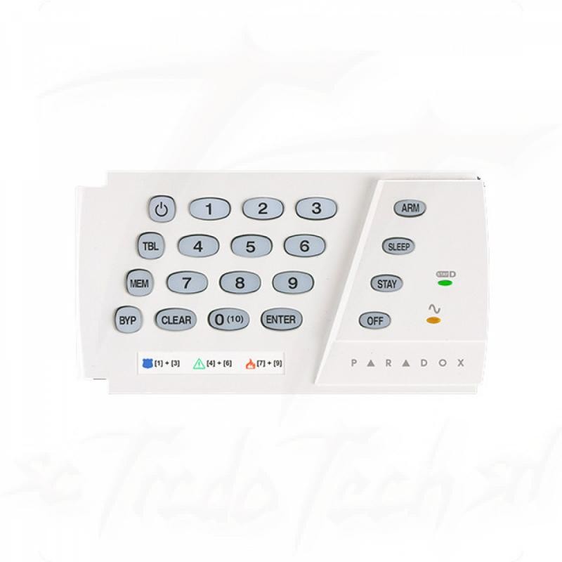 TASTATURA alarma Paradox, pentru 10 zone, 7 taste active cu activcare rapida ( one-touch), Led ACC, Led Stay-D, deschidere pe or
