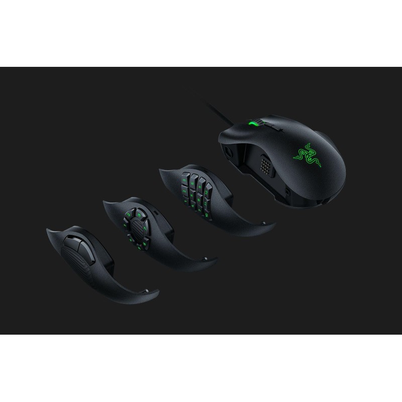 MOUSE RAZER, "Naga Trinity", gaming, cu fir, USB, optic, 16000 dpi, butoane/scroll 19/1, iluminare, butoane programabile, negru,