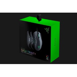 MOUSE RAZER, "Naga Trinity", gaming, cu fir, USB, optic, 16000 dpi, butoane/scroll 19/1, iluminare, butoane programabile, negru,