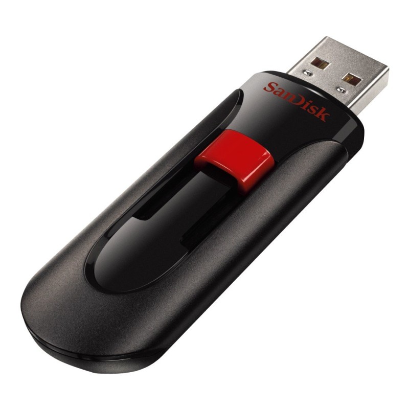MEMORIE USB 2.0 SANDISK 64 GB, retractabila, carcasa plastic, negru, "SDCZ60-064G-B35" (timbru verde 0.03 lei)