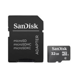 CARD MicroSD SANDISK, 32 GB, microSDHC, clasa 4, "SDSDQM-032G-B35A" (timbru verde 0.03 lei)