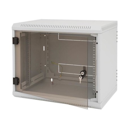 TRITON RACK de PERETE 6U 500mm usa sticla panouri laterale fixe sectiuni ventilatie activa,sectiuni acces cab sus/jos/spate secu
