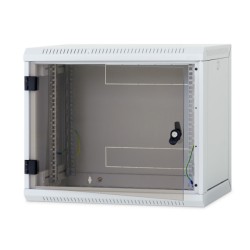 TRITON RACK de PERETE 9U 500mm usa sticla panouri laterale detasabile,sectiuni acces cabl sus/jos/spate securizare cu cheie,1 pe
