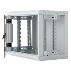 TRITON RACK de PERETE 9U 500mm usa sticla panouri laterale detasabile,sectiuni acces cabl sus/jos/spate securizare cu cheie,1 pe