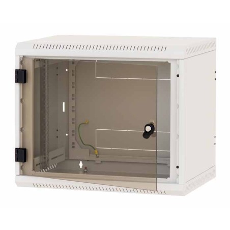 TRITON RACK de PERETE, 9U 400mm adancime usa sticla panouri laterale fixe, sectiuni acces cabluri sus/jos/spate securizare cu ch