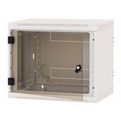 TRITON RACK de PERETE, 9U 400mm adancime usa sticla panouri laterale fixe, sectiuni acces cabluri sus/jos/spate securizare cu ch