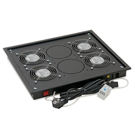 PANOU ventilatie TRITON pentru rack de podea 19", 4 ventilatoare 230V/60W cu termostat, flux axial, negru "RAB-CH-X04-X3" (timbr