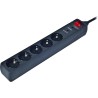 PRELUNGITOR GEMBIRD, Schuko x 5, conectare prin Schuko (T), cablu 3 m, 16 A, protectie supratensiune, protectie copii, negru, "S