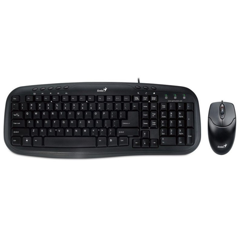 KIT wired GENIUS USB, tastatura 104 taste (concave) + mouse optic 1000dpi, 3 butoane, black, "Smart KM-200", SmartGenius app "31