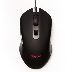 MOUSE  Spacer - gaming, gaming, cu fir, USB, optic, 7200 dpi, butoane/scroll 6/1, iluminare, negru, "SP-GM-01" (timbru verde 0.1
