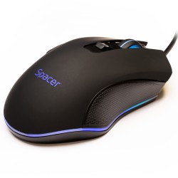 MOUSE  Spacer - gaming, gaming, cu fir, USB, optic, 7200 dpi, butoane/scroll 6/1, iluminare, negru, "SP-GM-01" (timbru verde 0.1