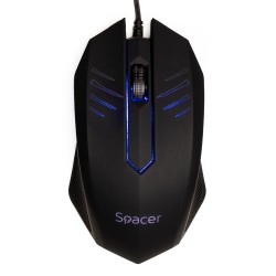 MOUSE  Spacer, PC sau NB, cu fir, USB, optic, 1000 dpi, butoane/scroll 3/1, iluminare, negru, "SPMO-M20" (timbru verde 0.18 lei)