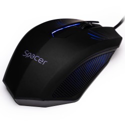 MOUSE  Spacer, PC sau NB, cu fir, USB, optic, 1000 dpi, butoane/scroll 3/1, iluminare, negru, "SPMO-M20" (timbru verde 0.18 lei)