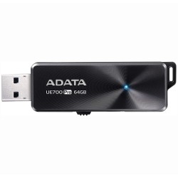 MEMORIE USB 3.2 ADATA 64 GB, retractabila, carcasa aluminiu, negru, "AUE700PRO-64G-CBK" (timbru verde 0.03 lei)