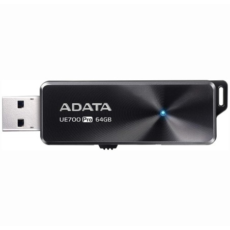 MEMORIE USB 3.2 ADATA 64 GB, retractabila, carcasa aluminiu, negru, "AUE700PRO-64G-CBK" (timbru verde 0.03 lei)
