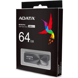 MEMORIE USB 3.2 ADATA 64 GB, retractabila, carcasa aluminiu, negru, "AUE700PRO-64G-CBK" (timbru verde 0.03 lei)