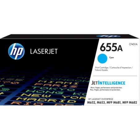 Toner Original HP Cyan, nr.655A, pentru Color LaserJet M652|M653|M681|M682, 10.5K, (timbru verde 1.2 lei) , "CF451A"