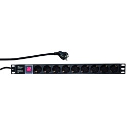PDU LOGILINK 1U pt. rack 19 inch, 9 prize Schuko, intrare Schuko, max 16 A, on/off, 2 m, "PDU9C02" (timbru verde 0.8 lei)