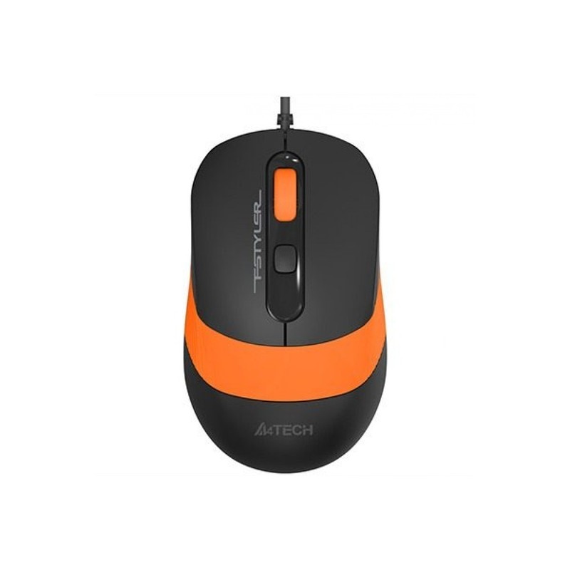 MOUSE A4tech, "FM10", PC sau NB, cu fir, USB, optic, 1600 dpi, butoane/scroll 4/1, , negru / portocaliu, "FM10 Orange" (timbru v