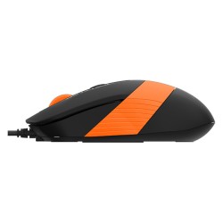 MOUSE A4tech, "FM10", PC sau NB, cu fir, USB, optic, 1600 dpi, butoane/scroll 4/1, , negru / portocaliu, "FM10 Orange" (timbru v
