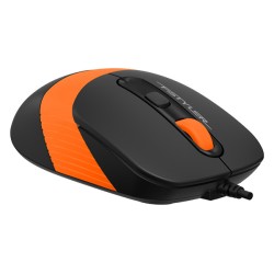 MOUSE A4tech, "FM10", PC sau NB, cu fir, USB, optic, 1600 dpi, butoane/scroll 4/1, , negru / portocaliu, "FM10 Orange" (timbru v