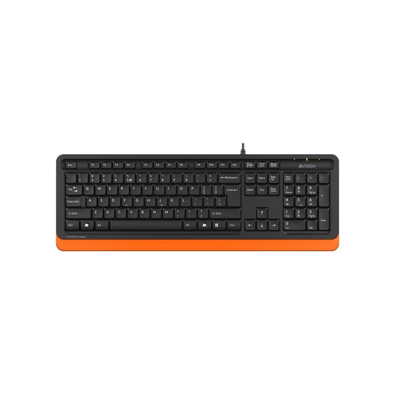 TASTATURA A4TECH, "Fstyler USB", cu fir, 104 taste format standard, USB, negru &amp; portocaliu, "FK10 Orange" (timbru verde 0.8