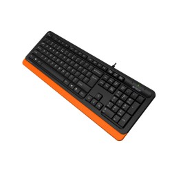 TASTATURA A4TECH, "Fstyler USB", cu fir, 104 taste format standard, USB, negru &amp; portocaliu, "FK10 Orange" (timbru verde 0.8