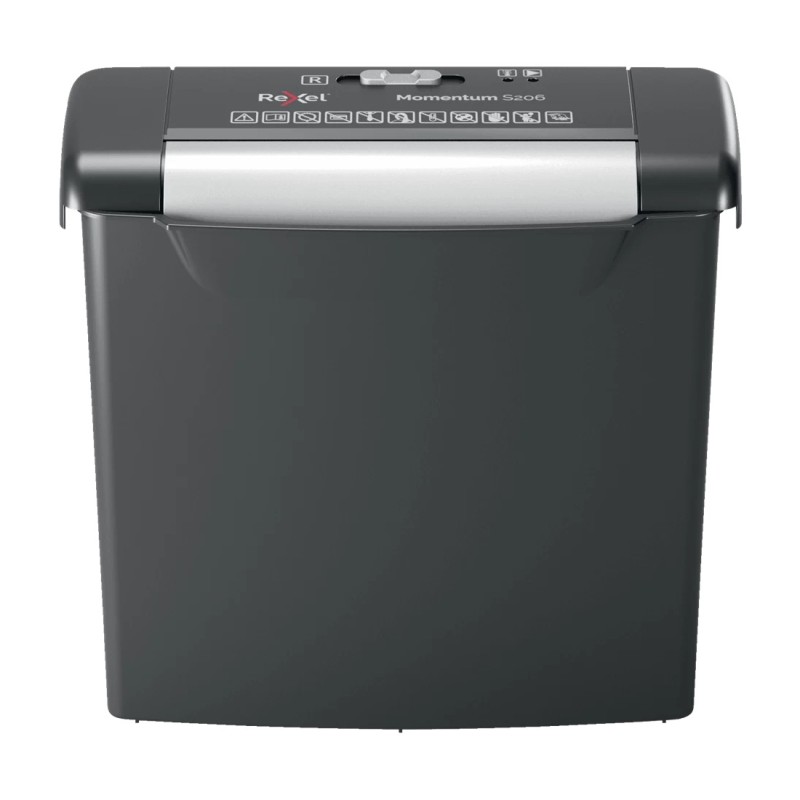 Distrugator manual documente MOMENTUM S206, 6 coli, P2, strip-cut (tip fasii) Rexel "2104568EU" (timbru verde 40 lei)