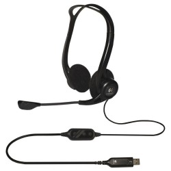 CASTI Logitech, "PC 960", cu fir, standard, utilizare multimedia, call center, microfon pe brat, conectare prin USB 2.0, negru, 