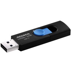 MEMORIE USB 3.2 ADATA 32 GB, retractabila, carcasa plastic, negru / albastru, "AUV320-32G-RBKBL" (timbru verde 0.03 lei)