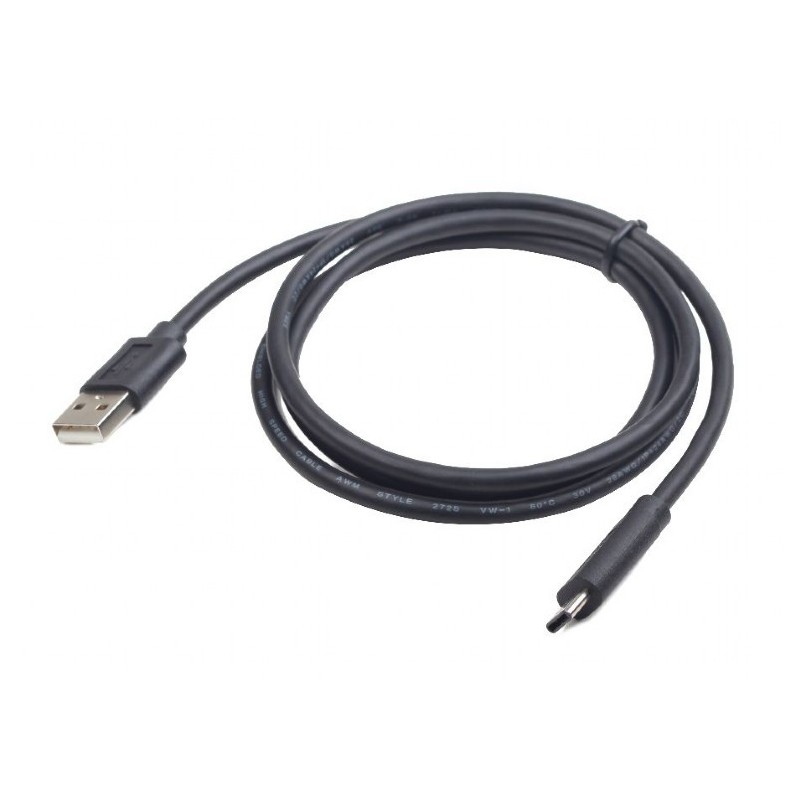 CABLU alimentare si date GEMBIRD, pt. smartphone, USB 2.0 (T) la USB 2.0 Type-C (T), 1m, negru, "CC-USB2-AMCM-1M" (timbru verde 