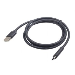 CABLU alimentare si date GEMBIRD, pt. smartphone, USB 2.0 (T) la USB 2.0 Type-C (T), 1m, negru, "CC-USB2-AMCM-1M" (timbru verde 