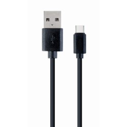 CABLU alimentare si date GEMBIRD, pt. smartphone, USB 2.0 (T) la USB 2.0 Type-C (T), 1m, negru, "CC-USB2-AMCM-1M" (timbru verde 