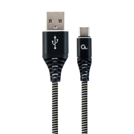 CABLU alimentare si date GEMBIRD, pt. smartphone, USB 2.0 (T) la USB 2.0 Type-C (T), 2m, premium, cablu metalic, negru cu insert