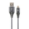CABLU alimentare si date GEMBIRD, pt. smartphone, USB 2.0(T) la Micro-USB 2.0(T), 1m, premium,impletire din bumbac, gri-metaliza