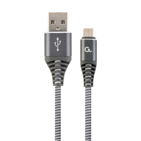 CABLU alimentare si date GEMBIRD, pt. smartphone, USB 2.0(T) la Micro-USB 2.0(T), 1m, premium,impletire din bumbac, gri-metaliza