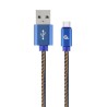 CABLU alimentare si date GEMBIRD, telefon, USB 2.0 (T) la USB 2.0 Type-C (T), 2m,premium,conectori auriti,impletit, negru (Jeans