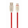 CABLU alimentare si date GEMBIRD, pt. smartphone, USB 2.0 (T) la USB 2.0 Type-C (T), 2m, premium, cablu din cauciuc, rosu, conec