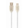 CABLU alimentare si date GEMBIRD, pt. smartphone, USB 2.0 (T) la USB 2.0 Type-C (T), 2m, premium, cablu din cauciuc, alb, conect