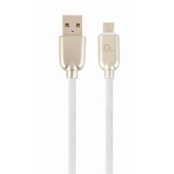 CABLU alimentare si date GEMBIRD, pt. smartphone, USB 2.0 (T) la Micro-USB 2.0 (T), 1m, premium, cablu din cauciuc, alb, conecto