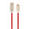 CABLU alimentare si date GEMBIRD, pt. smartphone, USB 2.0 (T) la Micro-USB 2.0 (T), 1m, premium, cablu din cauciuc, rosu, conect