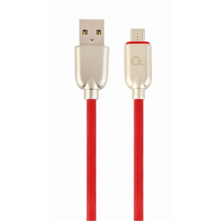 CABLU alimentare si date GEMBIRD, pt. smartphone, USB 2.0 (T) la Micro-USB 2.0 (T), 1m, premium, cablu din cauciuc, rosu, conect