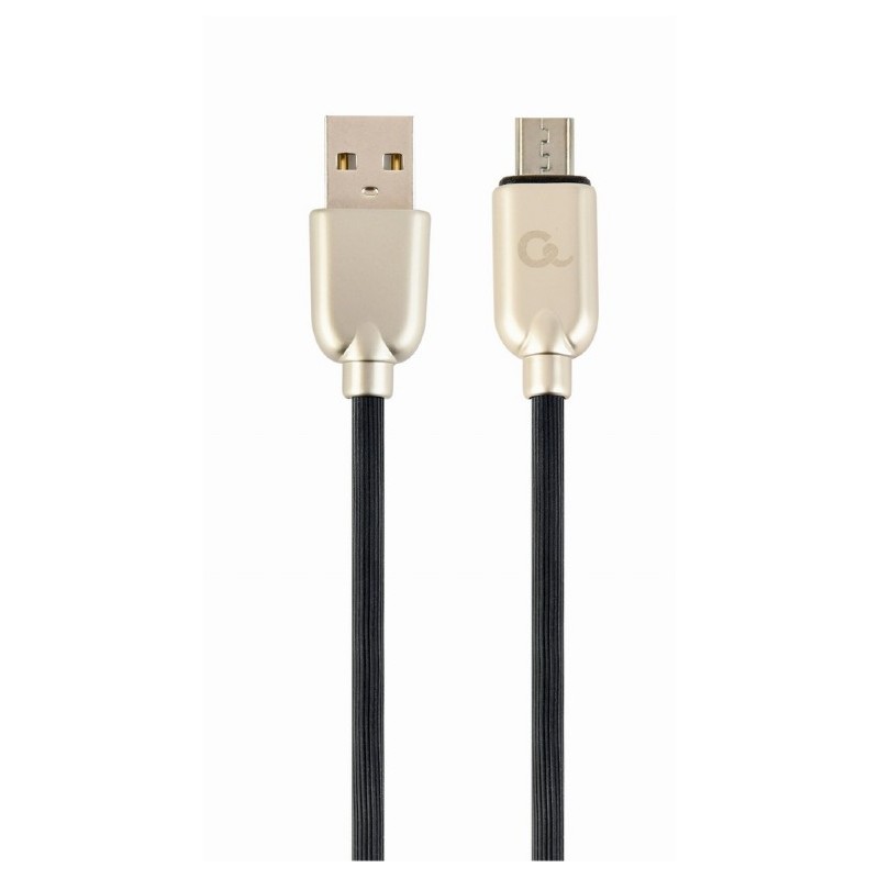 CABLU alimentare si date GEMBIRD, pt. smartphone, USB 2.0 (T) la Micro-USB 2.0 (T), 2m, premium, cablu din cauciuc, negru, conec
