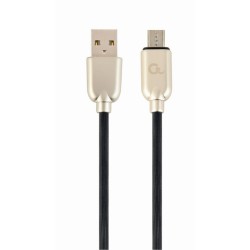 CABLU alimentare si date GEMBIRD, pt. smartphone, USB 2.0 (T) la Micro-USB 2.0 (T), 2m, premium, cablu din cauciuc, negru, conec