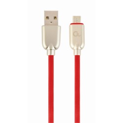 CABLU alimentare si date GEMBIRD, pt. smartphone, USB 2.0 (T) la Micro-USB 2.0 (T), 2m, premium, cablu din cauciuc, rosu, conect