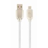 CABLU alimentare si date GEMBIRD, pt. smartphone, USB 2.0 (T) la Micro-USB 2.0 (T), 2m, premium, cablu din cauciuc, alb, conecto